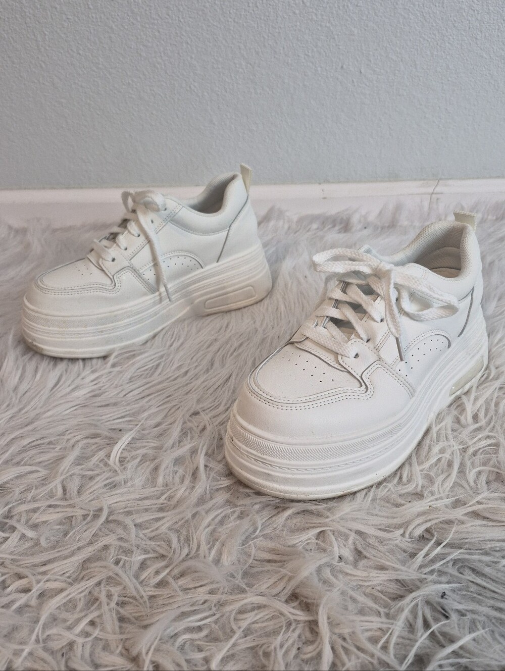 Cute Kawaii White Platform Rave Sneakers Size 7 1/2